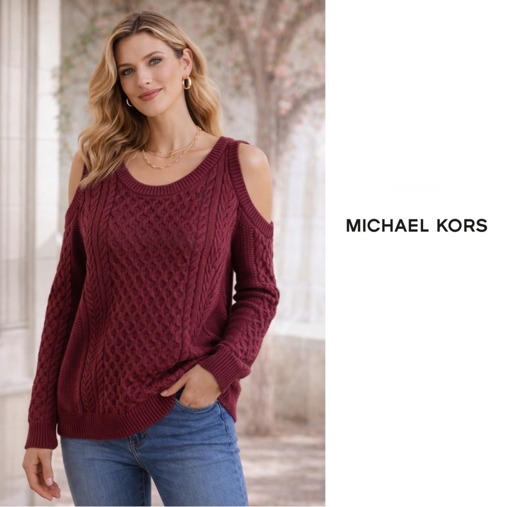 Michael Kors Cold Shoulder Cable Knit Sweater